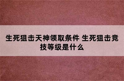 生死狙击天神领取条件 生死狙击竞技等级是什么